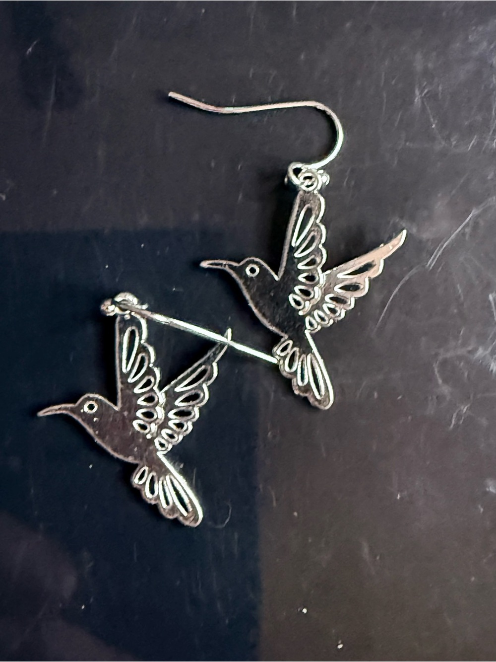 Silver TONE Hummingbird Drop Earrings - Elegant Bird Jewelry